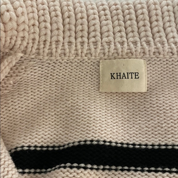 KHAITE The Evi Sweater Custard Black Stripe XS 100% Cashmere - Picture 4 of 8